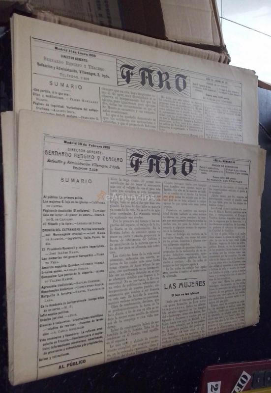 FARO. NS 59 (31 ENERO 1909) Y 54 (28 FEBRERO 1909)